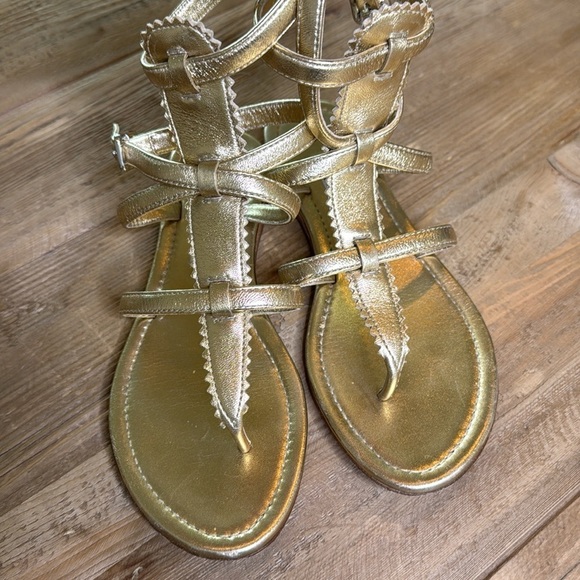 Prada Shoes - Prada Gold Gladiator Sandals Size 35